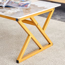 A modern minimalist style marble patterned coffee table with golden metal legs. Computer desk. Game table. Tea table. CT-XX