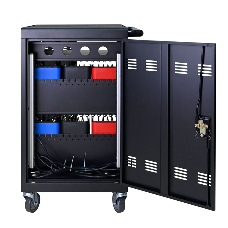 32 Bit Device Charging Trolley For Tablets And Laptops With Cable Management, Removable Doors - Matte Black, photo 11 of 13