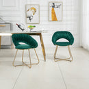 Accent Chairs Set of 2, Velvet Side Chairs with Gold Legs, Mid-Century Upholstered Dining Chairs for Living Room, Kitchen, Bedroom, Beauty Room