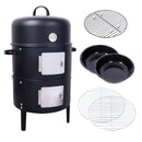 Heavy Duty Round Bbq Grill 17" Steel Charcoal Smoker For Outdoor Cooking - Black by HouseOfZazla
