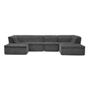 U-Shaped Modular Sectional Sofa With Chaise And Movable Ottoman With Wave-Shaped Armrest by HouseOfZazla