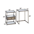 Enca - Nesting Table Set - Clear Glass & Antique Brass