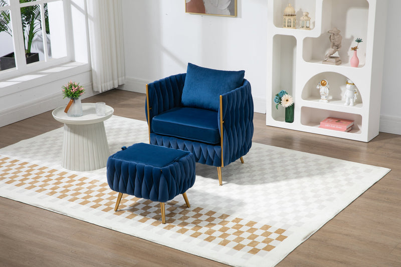 Accent Chair with Storage Ottoman Chair Tufted Barrel Chair Set Arm Chair for Living Room Bedroom