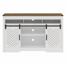 TV Stand With Sliding Barn Doors And Adjustable Storage - White / Oak by HouseOfZazla