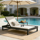 Black Acacia Wood Chaise Lounge with 1.57-Inch Cushions by HouseOfZazla