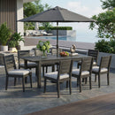 9-Piece Outdoor Dining Set with Extendable Acacia Wood Table and Cushioned Chairs by HouseOfZazla