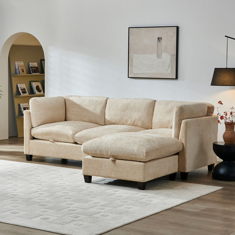 96.5" L Shape Sectional Couch with Ottoman, photo 2 of 10
