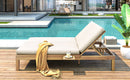 TREXM 5-Position Adjustable Backrest Double Chaise Lounge Outdoor