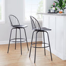 Riley - Claire Farmhouse Fixed Height Barstool With Swivel With Round Footrest (Set of 2) by HouseOfZazla