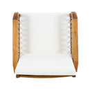 Outdoor Acacia Wood Club Chair with Handwoven Rope, Teak Finish