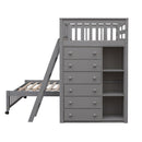 Bunk Bed With 6 Drawers And Flexible Shelves, Bottom Bed With Wheels by HouseOfZazla