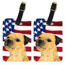 USA American Flag with Border Terrier Luggage Tag