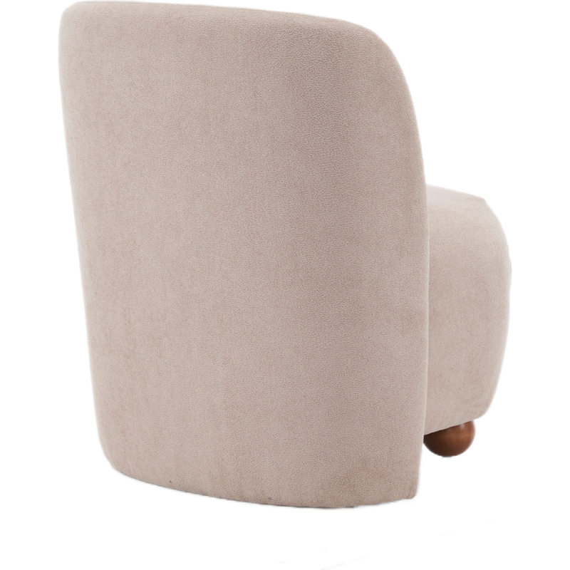 Modern Low Back Accent Chair, Upholstered Armless Living Room Chairs, Round Pine Wood Feet, for Small Living Spaces, Living Room, Bedroom, Balcony, Office, Reading Nook, Khaki