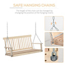 2-Seater Hanging Porch Swing Outdoor Patio Swing Chair Seat with Slatted Build and Chains, 440lbs Weight Capacity, Natural
