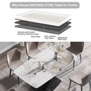 Modern Artificial Stone Pandora White Curved Metal Leg Dining Table, Can Accommodate 6-8 People - Antique White by HouseOfZazla