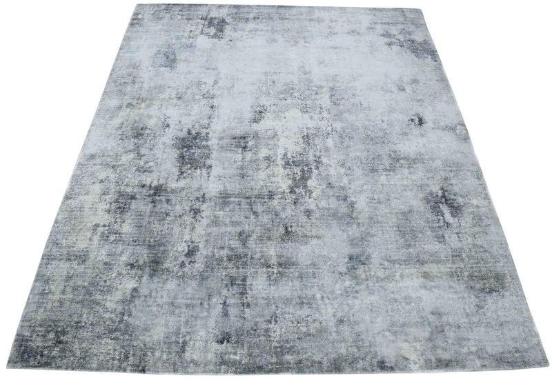 7.8x9.8 Rug, Abstract Blue and Gray Rug made with Viscose Art Silk, Living, Dinning and Bedroom Rug | TRD0092AR7898