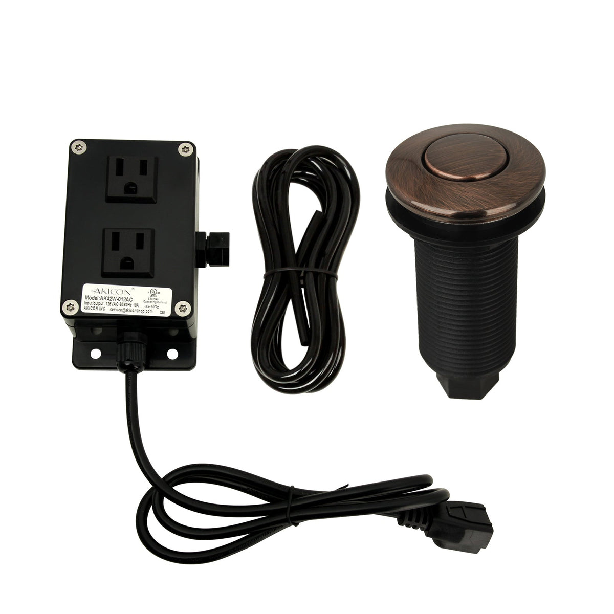 Dual Outlet Copper Garbage Disposal Kitchen Air Switch Kit - AK79001B-C, photo 5 of 9