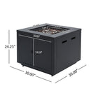 30inch Square Steel Fire Pit Table, in Black,40000BTU by HouseOfZazla