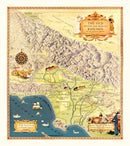Vintage Map of Los Angeles County, California 1937
