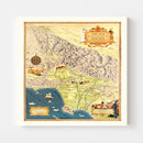 Vintage Map of Los Angeles County, California 1937
