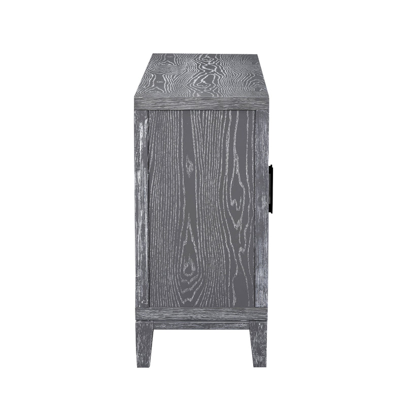 4-door Retro Sideboard with Adjustable Shelves, Two Large Cabinet with Long Handle, for Living Room and Dining Room (Light Gray)