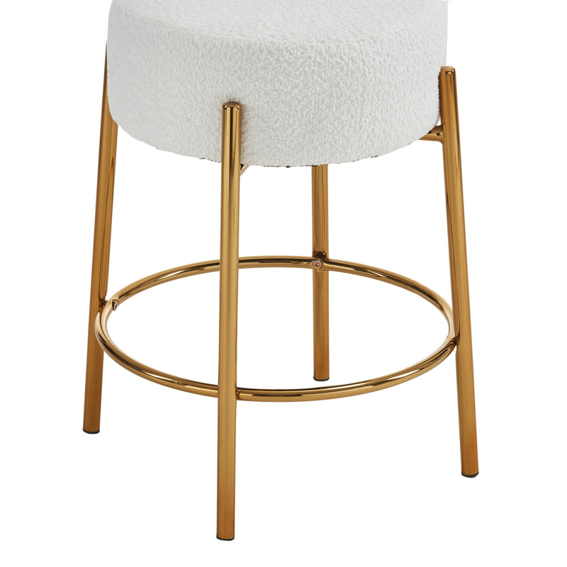 24" Tall, Round Bar Stools, Set of 2 - Contemporary upholstered dining stools for kitchens, coffee shops and bar stores - Includes sturdy hardware support legs