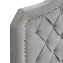 Queen Platform Upholstered Bed Button Tufted With Curve Design, Strong Wood Slat Support - Gray by HouseOfZazla