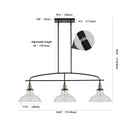 Industrial 3-Light Pendant Chandelier with Clear Glass Shades