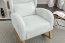 Teddy Fabric Rocking Chair With Packet Wood Legs - Ivory by HouseOfZazla
