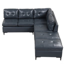 94.88" L-Shaped Corner Sofa Pu Leather Sectional Sofa Couch with Movable Storage Ottomans for Living Room, Blue