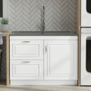 Darwin - Laundry Utility Sink And Cabinet With Dual Sinks, Pull Out Faucet - White