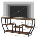 Extra Long Entryway Console Sofa Table With 7 Tier Shelves - Brown / Black by HouseOfZazla