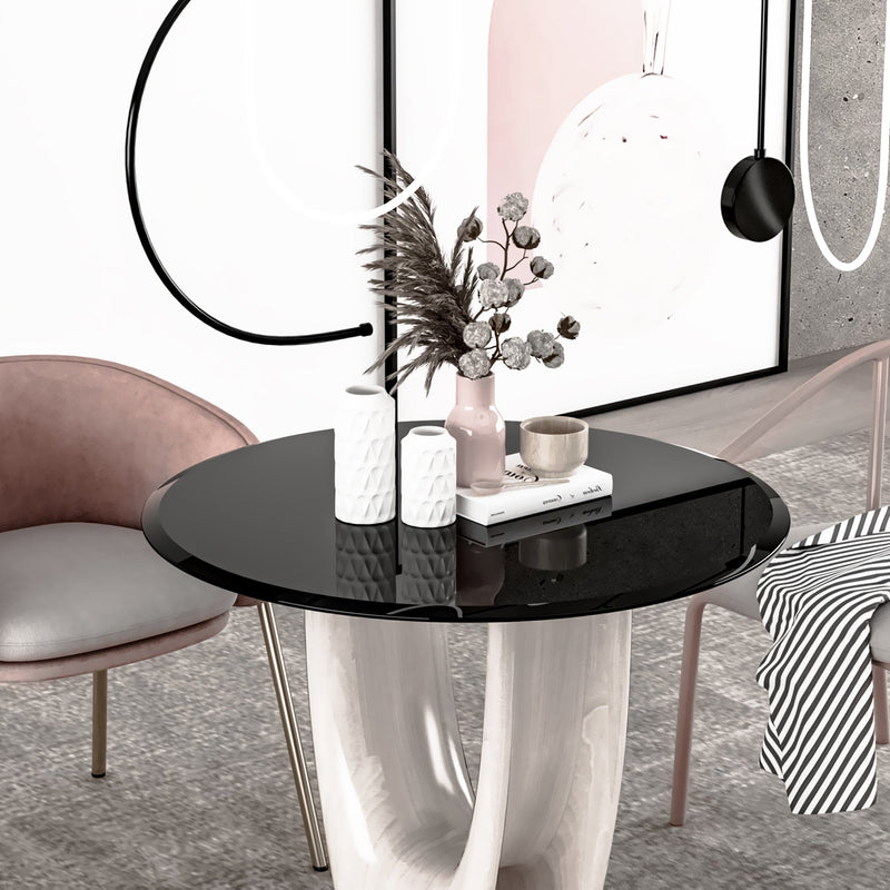 32" Inch Round Tempered Glass Table Top black Glass 1/2" Inch Thick Beveled Polished Edge