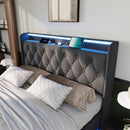 Upholstered Bed, 360 Surround LED Function, Remote Control, Hydraulic Storage Bed With USB, Type-C Charging (Without Mattress) by HouseOfZazla