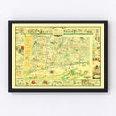 Vintage Map of Connecticut 1926