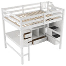 Loft Bed & L Shaped Desk, Drawers, Cabinet, And Storage Staircase