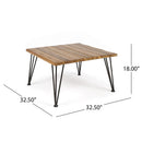 Outdoor Coffee Table With Slat Top And Metal Legs - Teak by HouseOfZazla