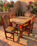Rosetta 4' Dining Table and 4 Rosetta Chairs in Red