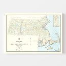 Vintage Map of Massachusetts 1926