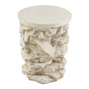 Beige Round Faux Stacked Stone MGO Side Table