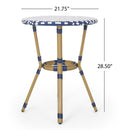 French Bistro Table Outdoor Elegance - White / Blue by HouseOfZazla