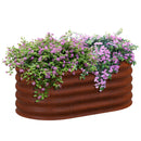 3.5' x 2' x 1.4' Galvanized Raised Garden Bed Kit, Outdoor Metal Elevated Planter Box with Safety Edging, Easy DIY Stock Tank for Growing Flowers, Herbs & Vegetables, Brown