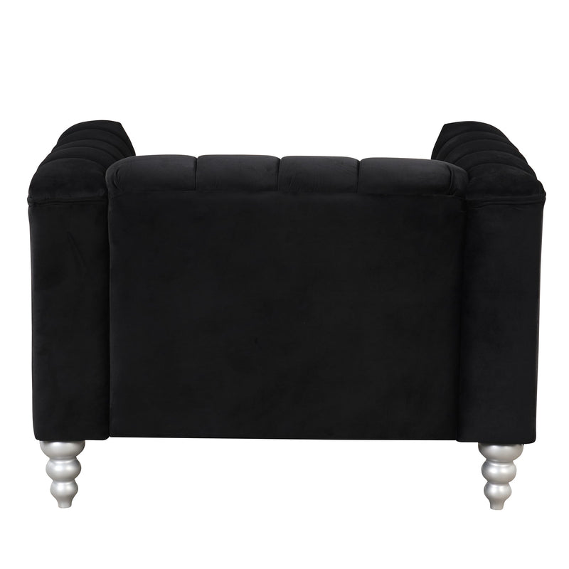 42" Modern Sofa Dutch Fluff Upholstered sofa with solid wood legs, buttoned tufted backrest