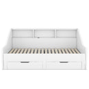 Daybed Frame With Storage Bookcases, 2 Drawers, Charging Station