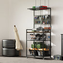 Fishing Rod Storage Rack With Pegboard, Rolling Tackle Organizer Cart - Black by HouseOfZazla
