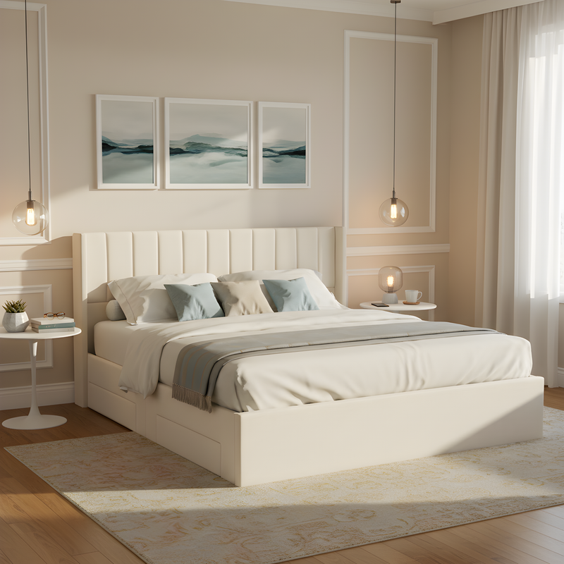 Large-Capacity Upholstered Storage Bed with Drawers, photo 7 of 10