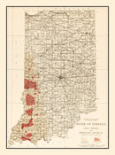 Vintage Map of Indiana Coal Fields, 1919