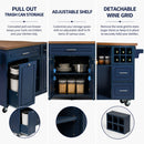 51.54" Rolling Kitchen Island Cart with Drop-Leaf