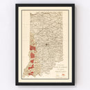Vintage Map of Indiana Coal Fields, 1919
