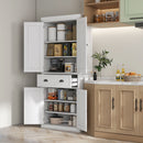 Homcom - 72" Kitchen Pantry, Tall Storage Cabinet, Freestanding Cupboard With Drawer, Doors And Adjustable Shelves - White by HouseOfZazla